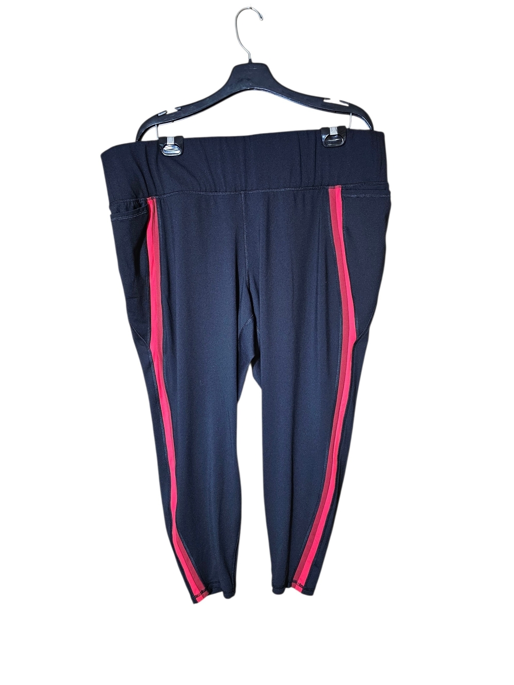 Livi Active Black Capri Leggings with Red Side Stripes